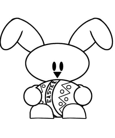 desenho de ovo de Páscoa com coelho na mao