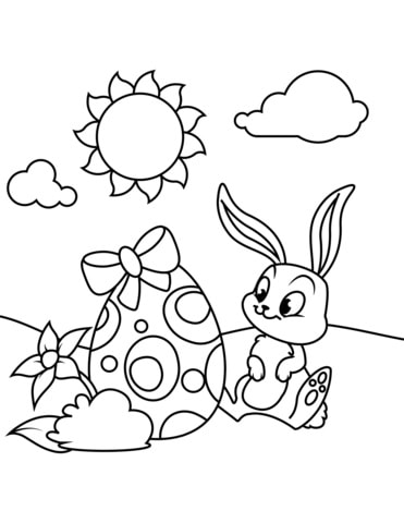 desenho de ovo de Páscoa com coelho