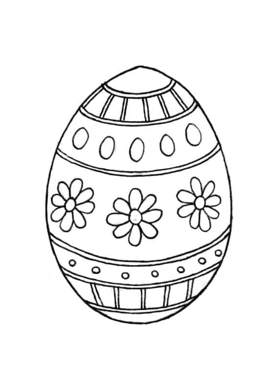 desenho de ovo de Páscoa com flores e bolas