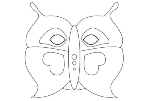 molde de máscara de Carnaval infantil borboleta