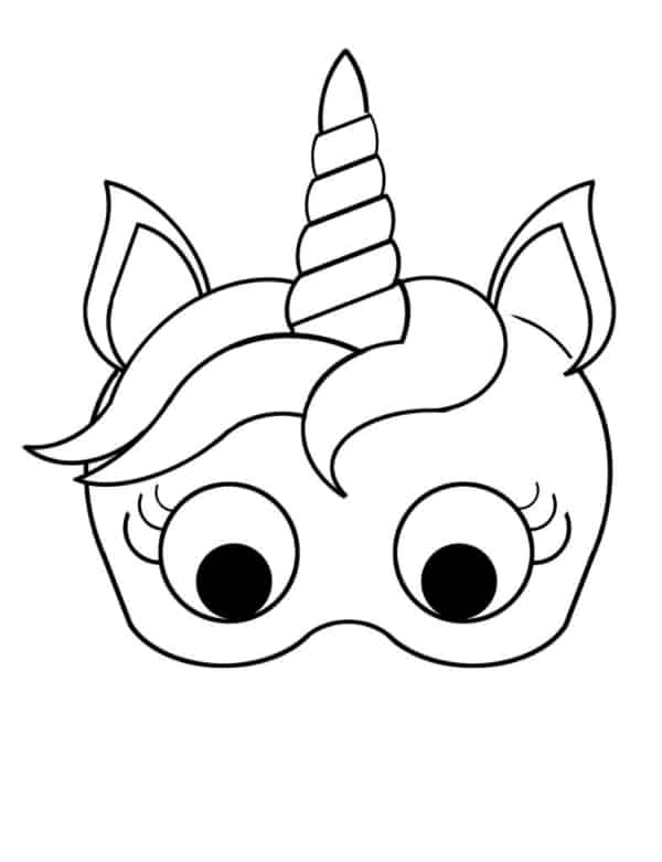 molde de máscara de Carnaval infantil unicornio