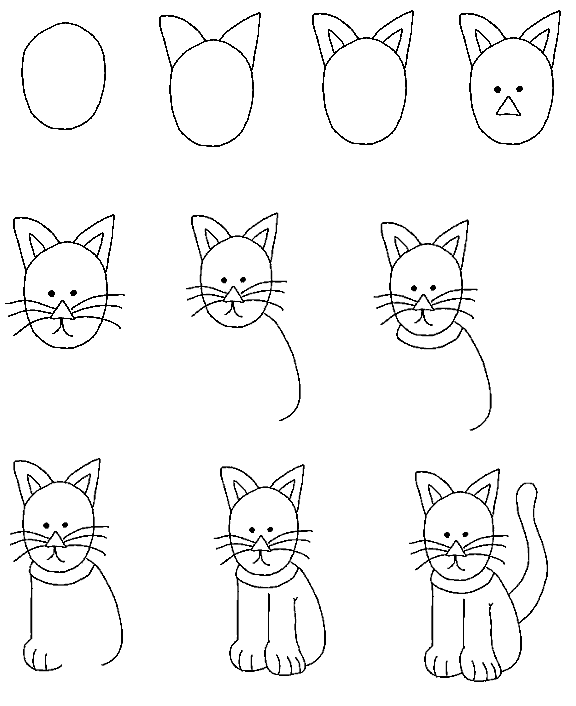 passo a passo para desenhar um gato simples
