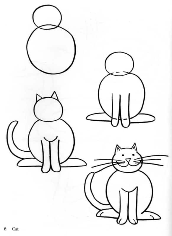 4 passo a passo desenho de gato para as crianças