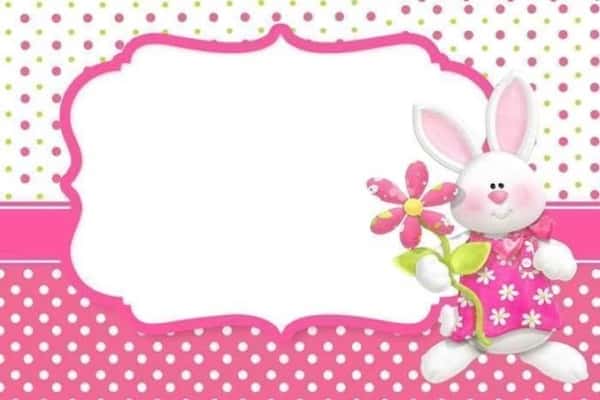 Convite Mesversário Páscoa cartão rosa e branco46