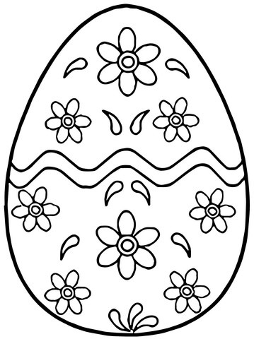 ovo de Páscoa para colorir com flores