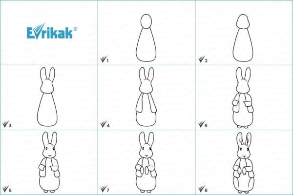desenho passo a passo de um coelho em pé