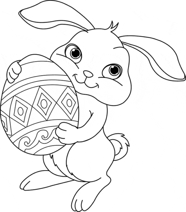 desenho de coelho com ovo de páscoa