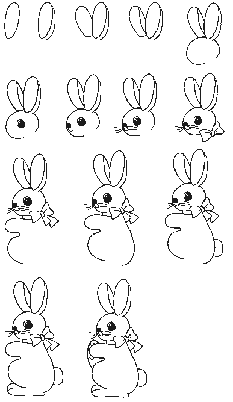 passo a passo para desenhar coelho da páscoa