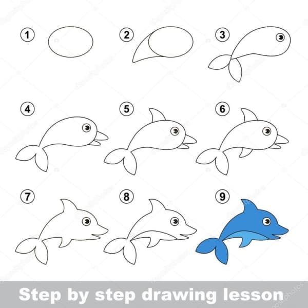 Desenhos fáceis golfinho