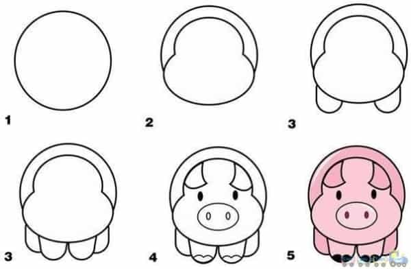 Desenhos fáceis porco