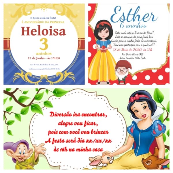 Convite Infantil branca de neve - Heloisa