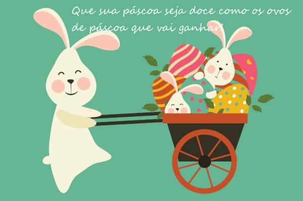 mensagens de Páscoa para crianças com ovos e coelho