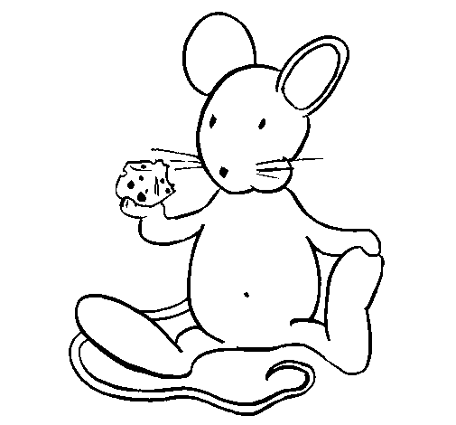 desenho de rato comendo queijo
