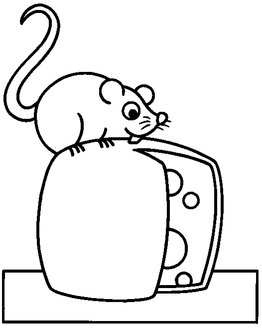 desenho de rato com queijo