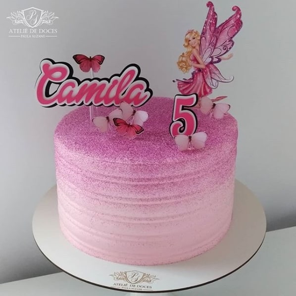 Bolo Rosa com Glitter, Glow Cake