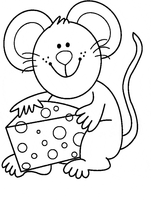 desenho fácil de rato com queijo