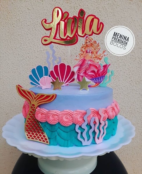 Pirikos Cake Design: Bolo Barbie Vida de Sereia