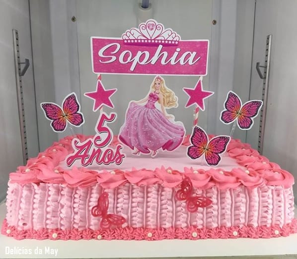 bolo da barbie quadrado de aniversário