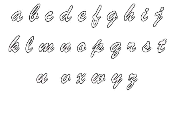 Alfabeto com letra de mão para colorir
