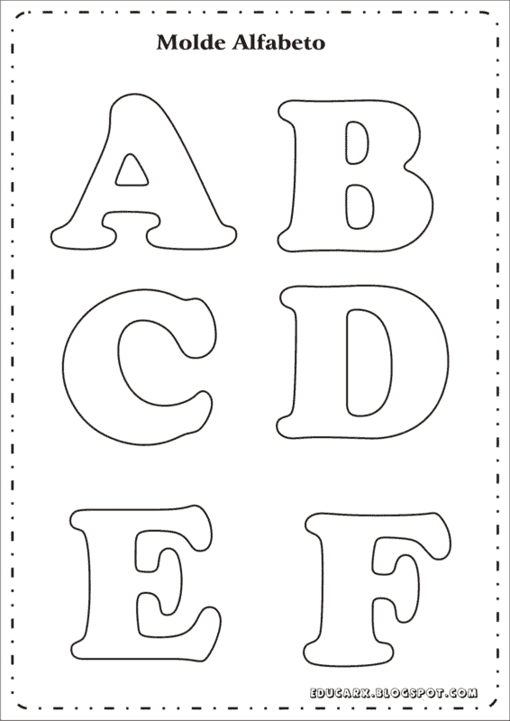 Letras de A até F para colorir