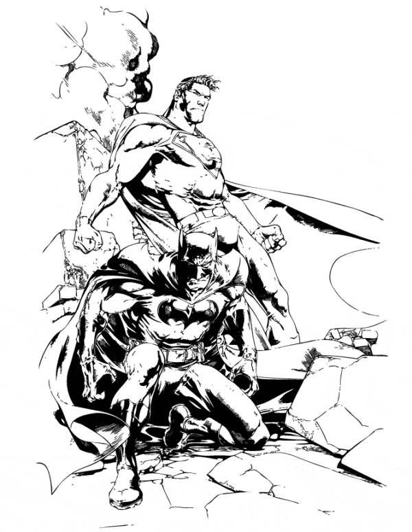 Superman e Batman para colorir