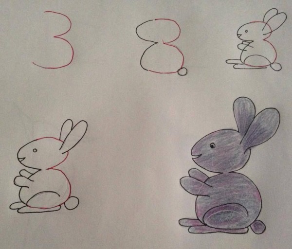 Como desenhar animais com números coelho