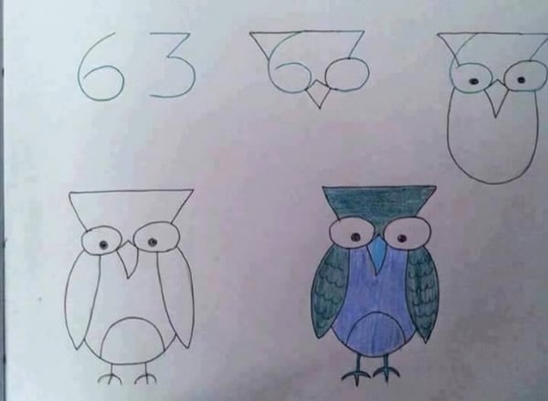 Como desenhar animais com números coruja