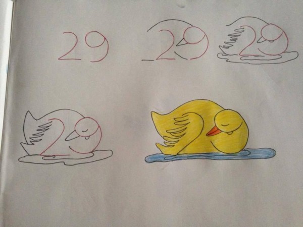 Como desenhar animais com números pato