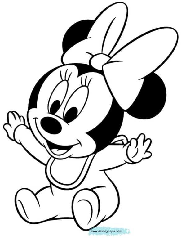 Lindo desenho da Minnie para colorir na versão baby