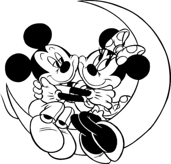 Lindo desenho do casal Minnie e Mickey para colorir