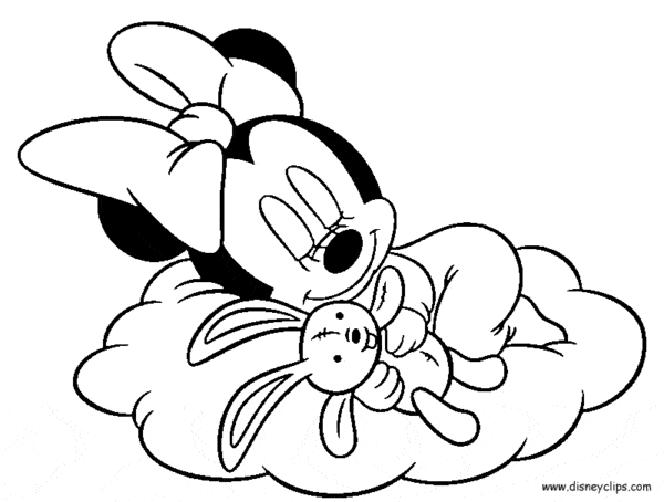 Minnie baby com coelhinho para colorir