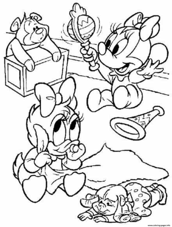 Minnie baby para colorir com sua melhor amiga