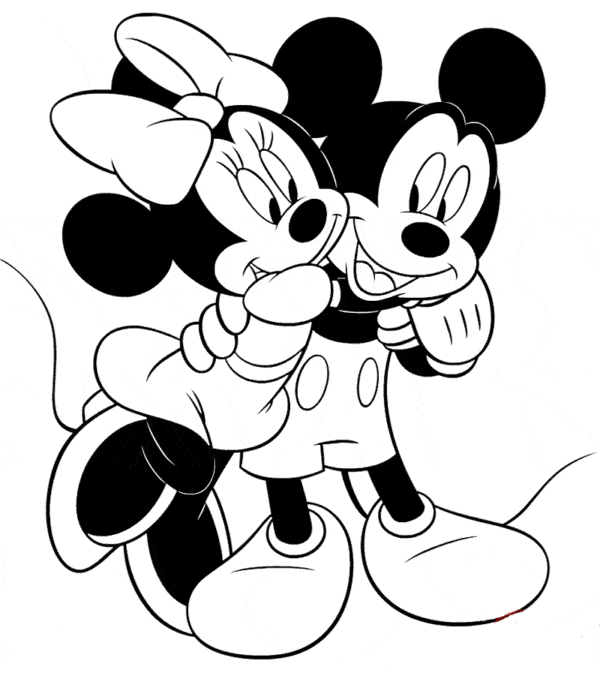 Minnie e Mickey juntos para colorir