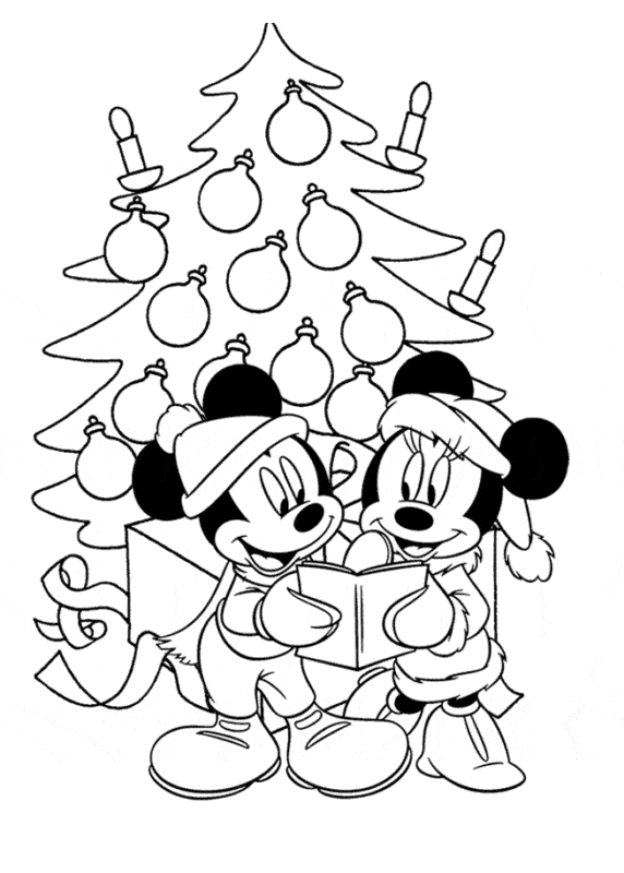 Minnie para colorir com Mickey ideal para época do natal