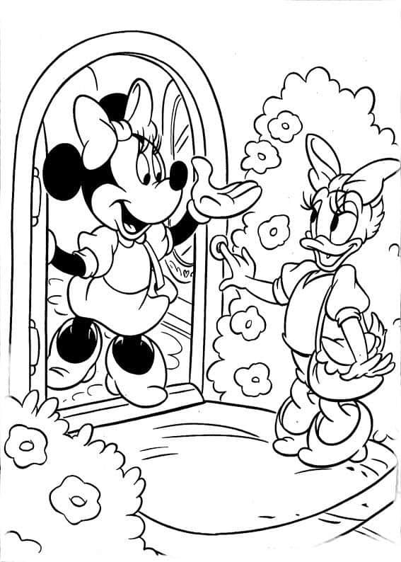 Minnie para colorir com sua melhor amiga Margarida