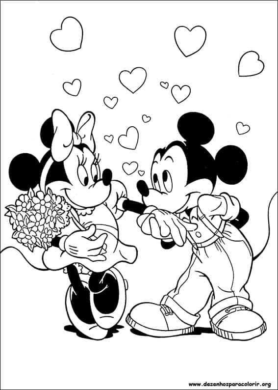 Os ratinhos Minnie e Mickey para colorir