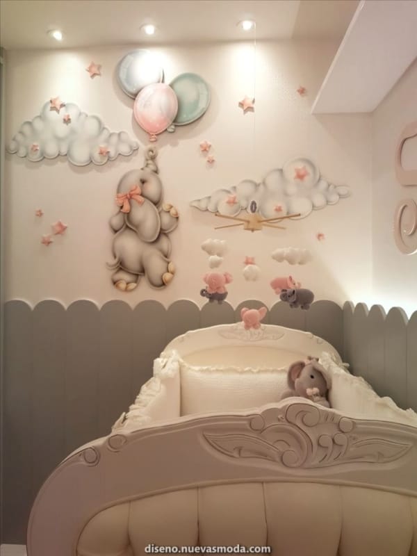 temas para quarto de bebê elefante estilo provençal
