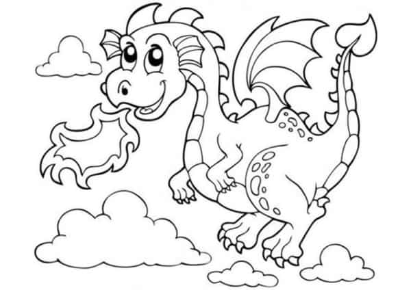 desenho de dragão voando para pintar
