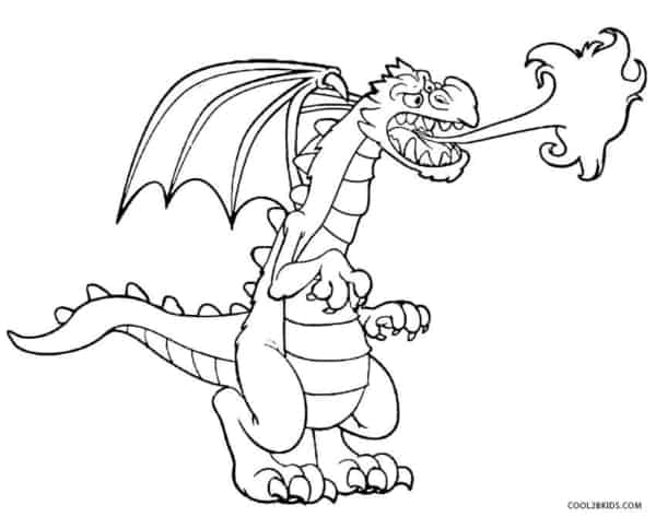 dragão cuspindo fogo para colorir