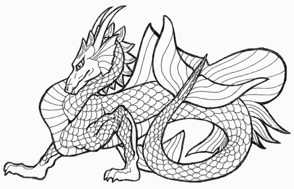desenho para pintar de dragão