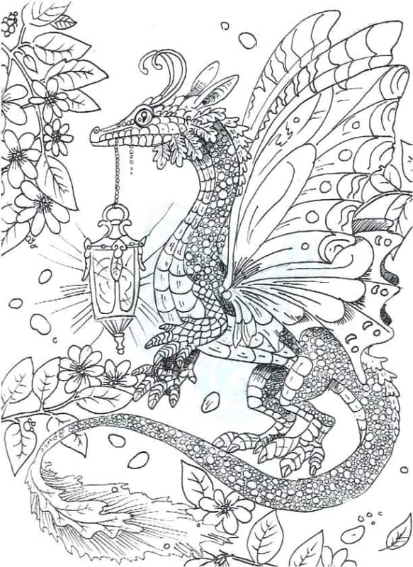 desenho detalhado de dragão para pintar