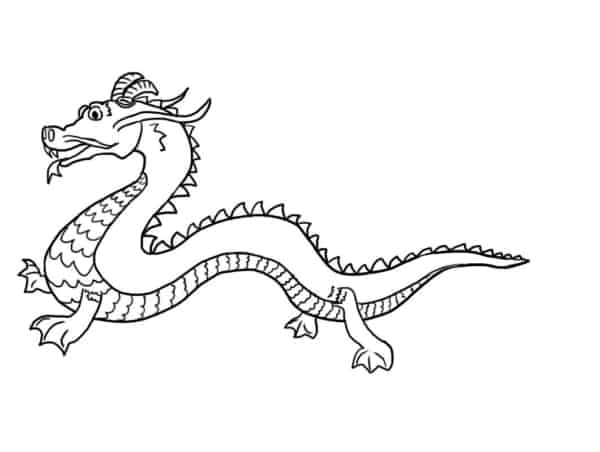 desenho simples de dragão chines para colorir