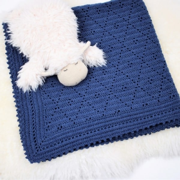 manta de crochê azul para bebê