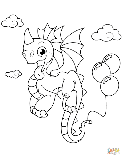 desenho cute de dragão para pintar