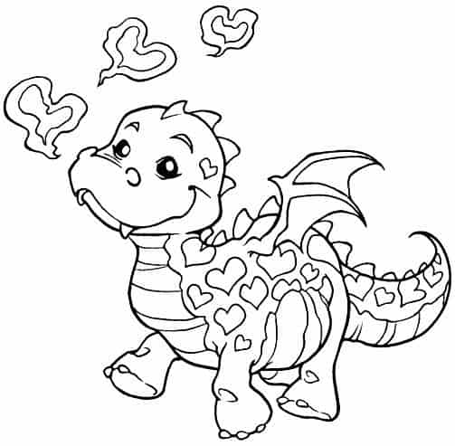 desenho fofo de dragão para pintar