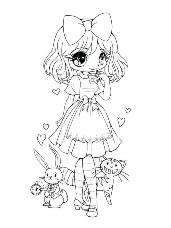 Desenho de Menina Kawaii para Colorir - Colorir.com