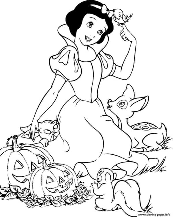  desenho de Halloween da Branca de Neve para colorir