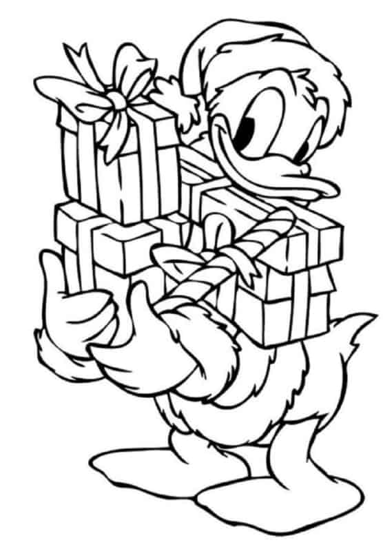 desenho de natal do Pato Donald para colorir