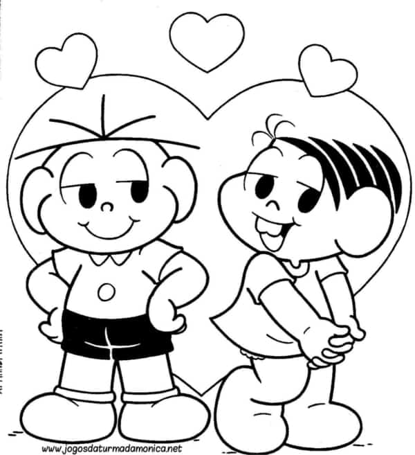 desenho da Monica e do Cebolinha para pintar