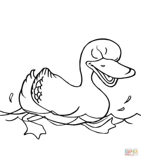 desenho de pato nadando para colorir